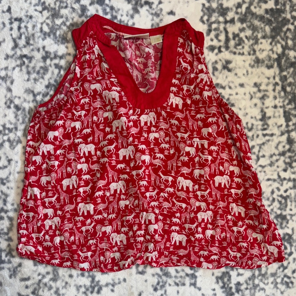 Maeve Red and White Animal Print Blouse